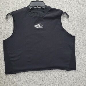 The North Face Womens XL Black Cropped Sleeveless Mock Neck‎ Top Graphic Print